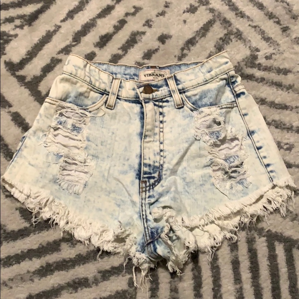 American flag embroidered jean shorts